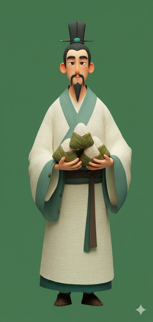 宜小原品牌形象：传统服饰形象手持粽子